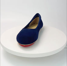 Load and play video in Gallery viewer, Navy Blue Majesty Velvet Whisper Ballerina Flats
